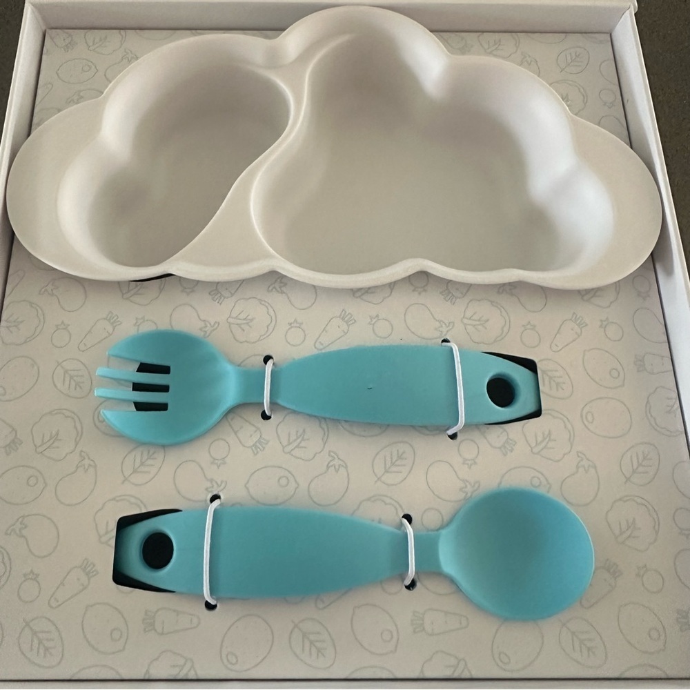 Émilie & Théo “The Nuage Set” Toddler Feeding Set – Cloud Bowl & Cutlery NIB